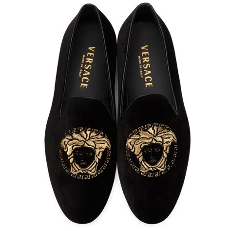 versace medusa velvet loafers.